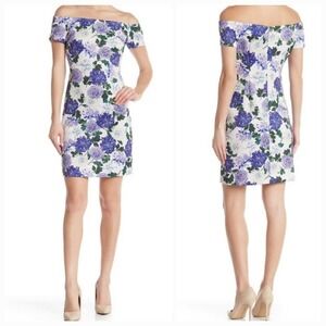 Sam Edelman Floral Off-Shoulder Dress - Blue and Green